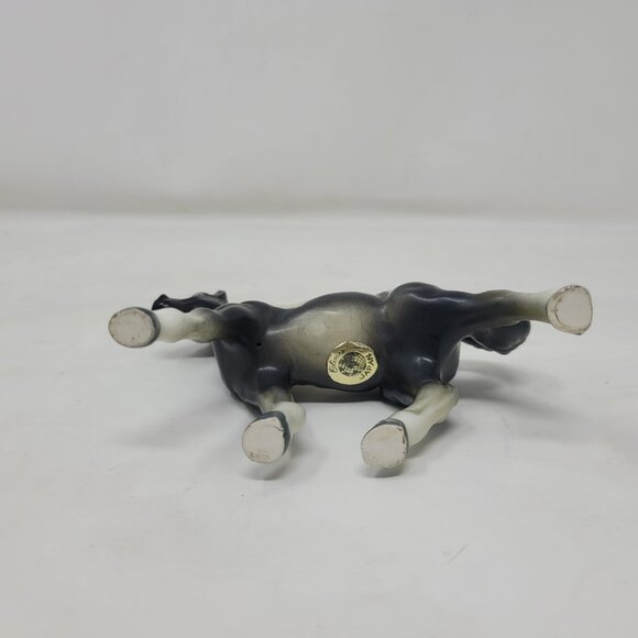 Vintage Porcelain Black White Appaloosa Horse Figurine Small Japan Olimco Pony - Picture 7 of 10
